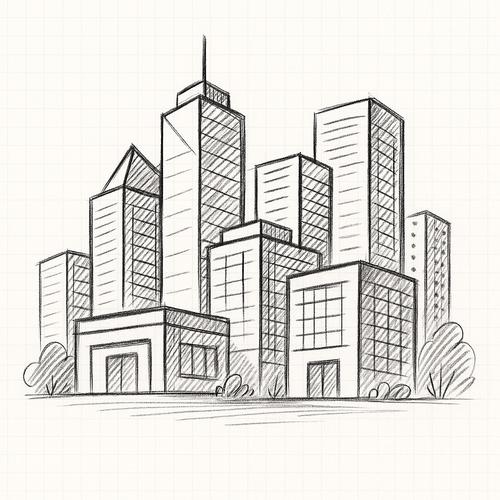 Architectural cityscape sketch